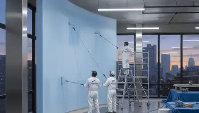 Commercial painting crew in Tucson, AZ refreshing a business exterior with professional paint application