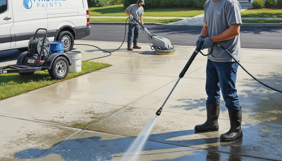 Concrete pressure cleaning service in Tucson, AZ for driveways, patios, and walkways